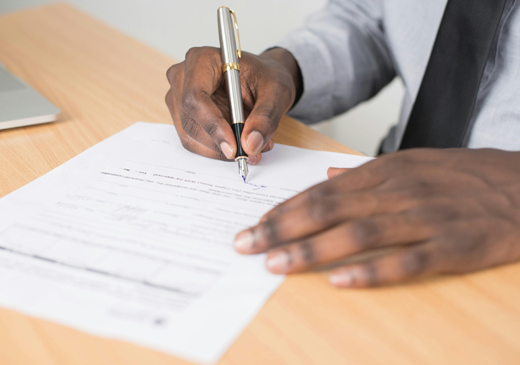 Person signing a document